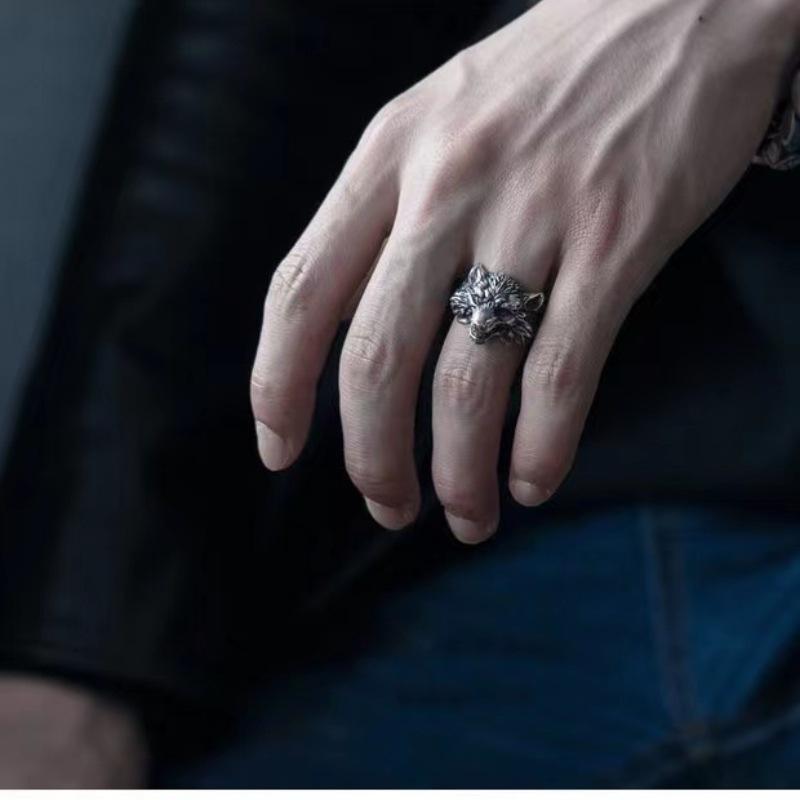 Cincin Kepala Serigala Bertaring /  Cincin Pria VIKING Punk Unik Keren / Adjustable Nordic Wolf Head Ring For Men Resizeable Import / Cincin Serigala Laki Laki / Cincin Titanium Stainless Steel Anti Karat / Cincin Metal Rock N Roll Hewan Cowok Gaul Impor 4