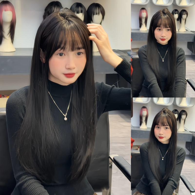 <60cm> Tóc giả nguyên đầu THẲNG TỈA hot trend Wig Nữ Women NHIỀU MÀU SẮC