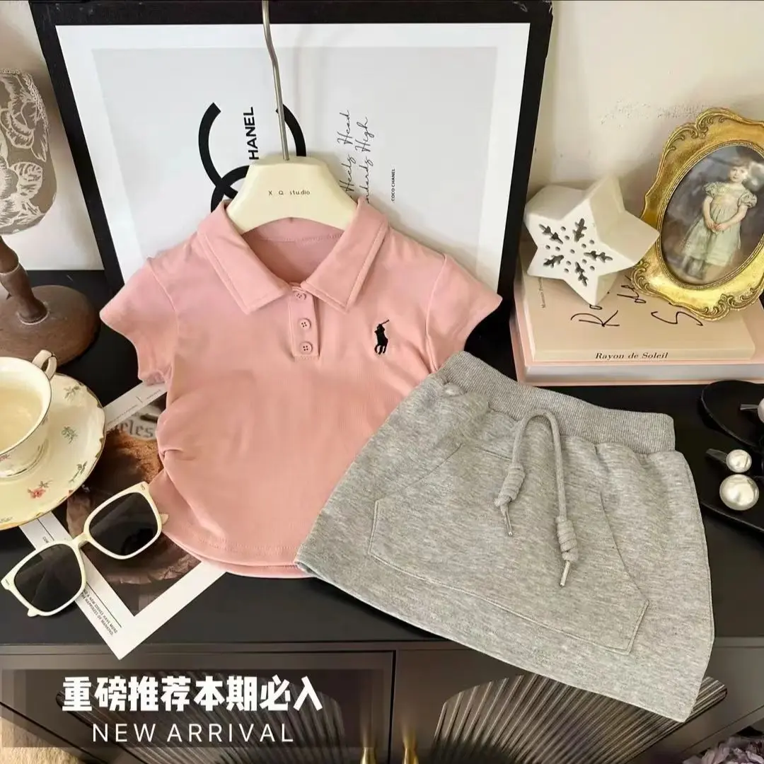 Bộ Đồ ngắn Tay Mùa Hè Cho Bé Gái, Thời Trang Phong Cách Hàn Quốc, Áo Phông Và Váy Trẻ Em, Bộ Hai Mảnh, Hàng Mới Về Mùa Hè 2024 Giày