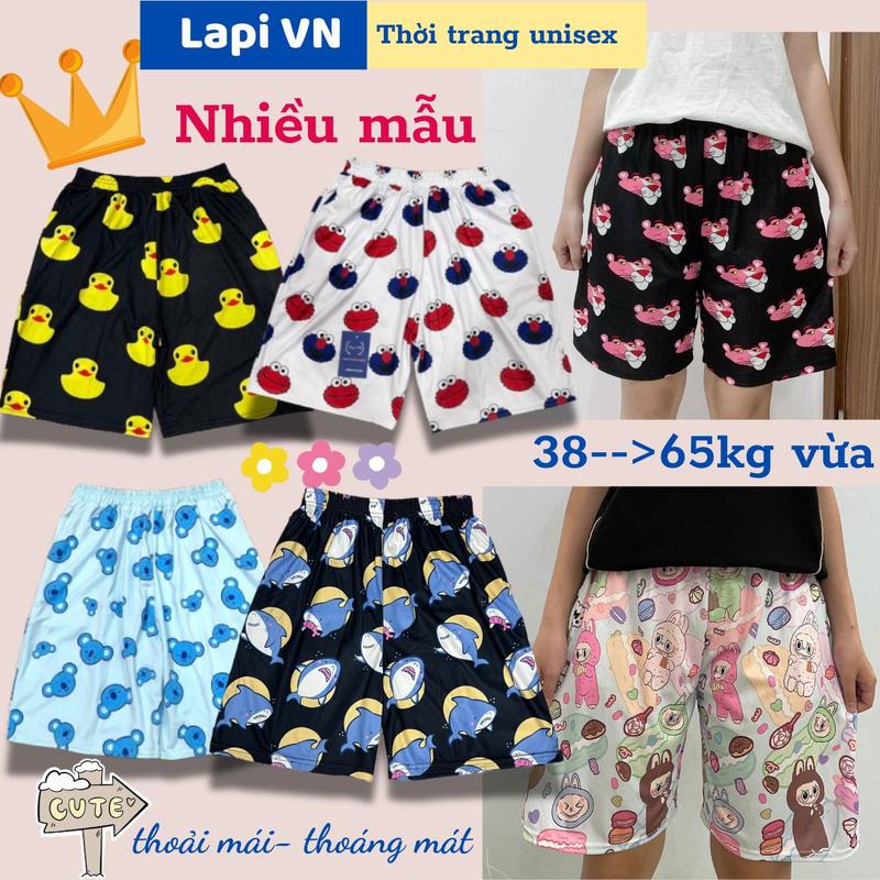 Quần Short Lửng Cartoon Thú Unisex (Nhiều mẫu)-Lapi VN, Freesize đến 65kg quần  thun