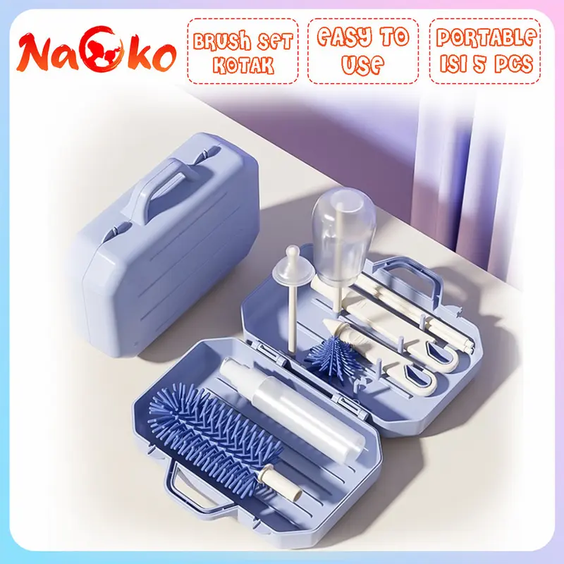 【COD】Portabel 6 IN 1 Set Sikat Botol Susu Bayi untuk Perjalanan Dan Rumah Multifungsi Brush Set Travel 6in1 0