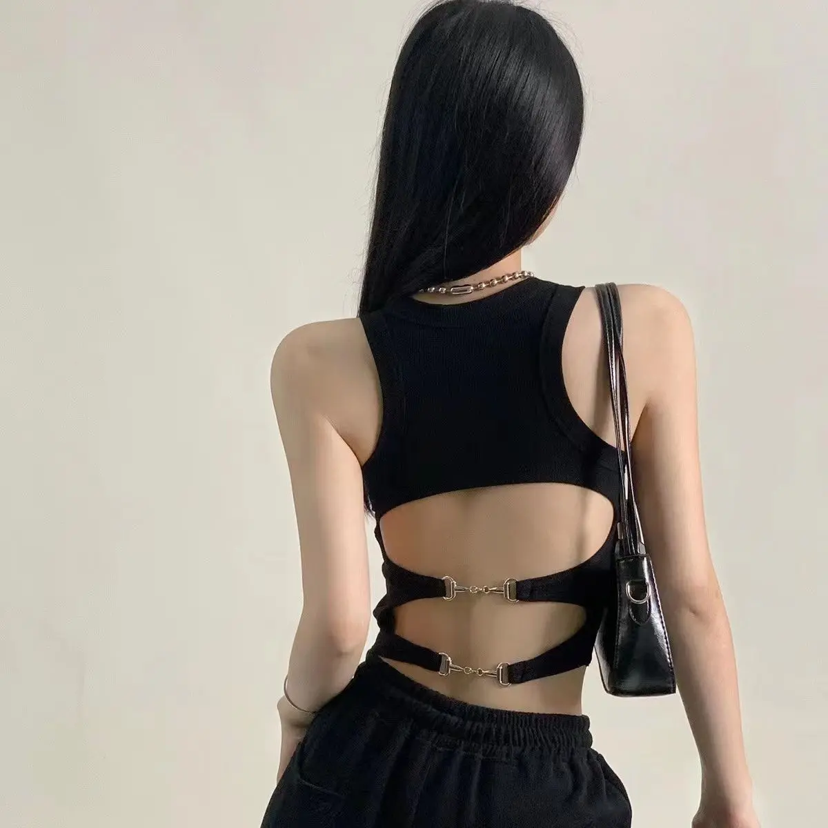 Hot Girl with Chest Pad New Backless Pure Desire Camisole Women's Inner Wear Outer Wear Slim Design Sense Niche