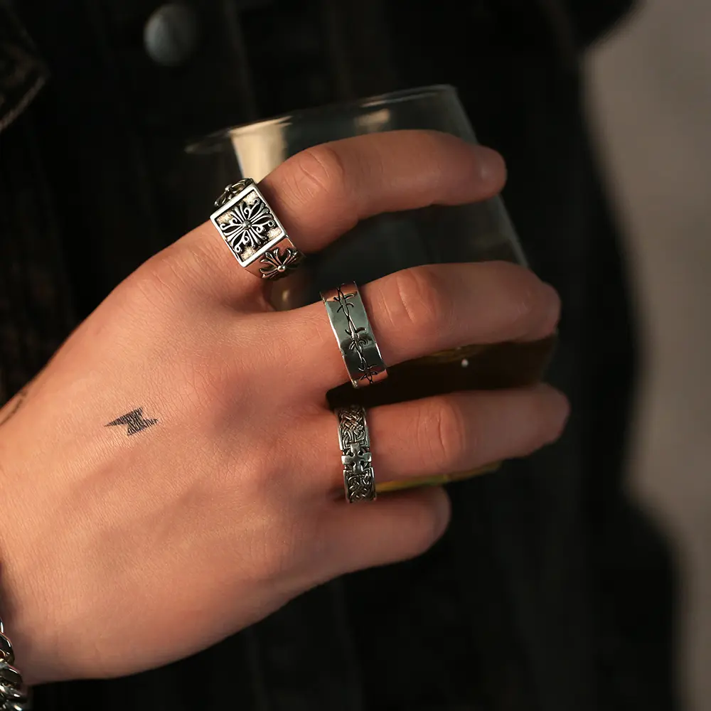 Men's Fashion Ring, Personalized Men's Self Discipline Ring, Men's Adjustable Tail Ring, European and American Fashion Ring, Retro Style cincin  cosplay engineering  ring