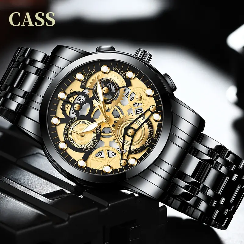 JAM TANGAN PRIA IMPORT 2024 NEW CASS MEN'S WATCH FASHION HOLLOW BUSINESS WATCH TREN WATERPROOF NIGHT LIGHT LUMINOUS QUARTZ QUARTZ SEGOOD WATCHES 7