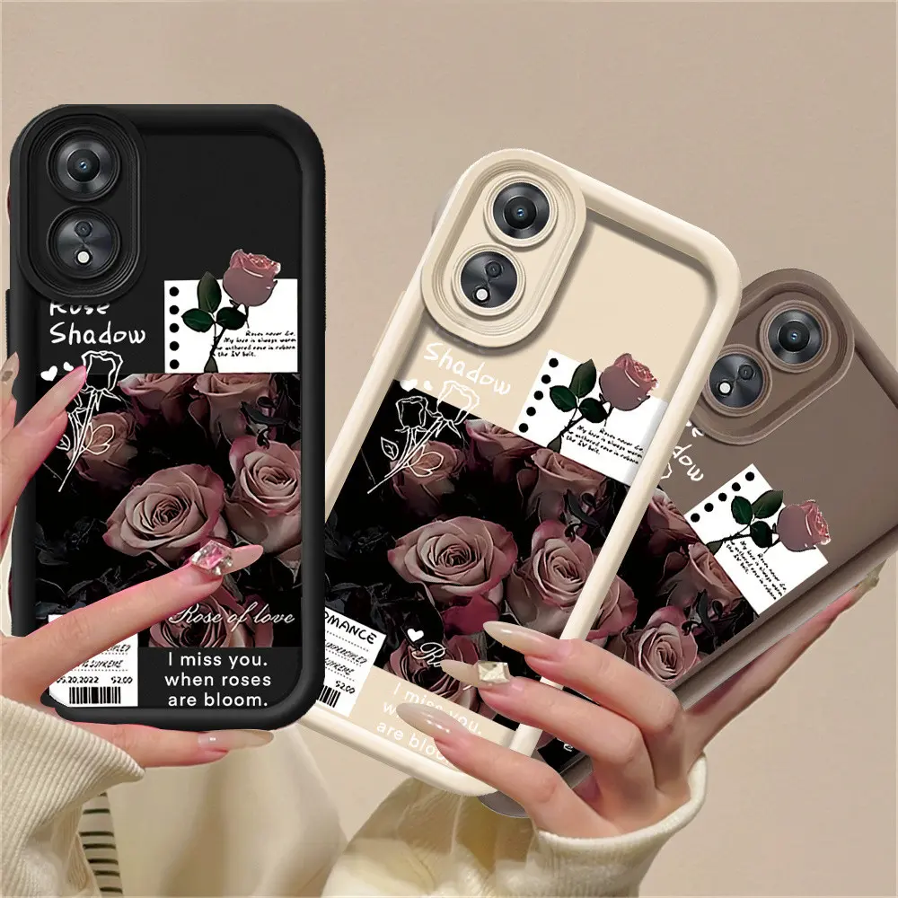 Case for OPPO A18 A38 A78 A58 Reno 8T A57 2022 A17 A16 A16K A16E A15 A15S A54S A3S A5S A12E A12 F9 A31 A92 A52 A53 A33 A32 A54 Vintage Roses Soft Case Cover Rixuan 3C