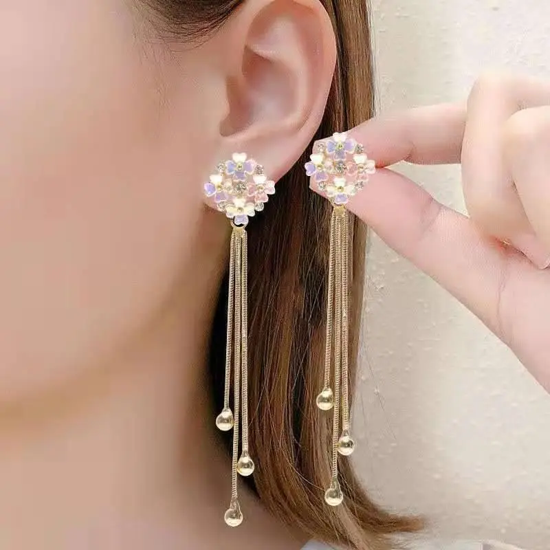 Fashion Korean Long Dangle Earrings For Women Tassel Drop Earring Vintage Gold Brincos Jewelry