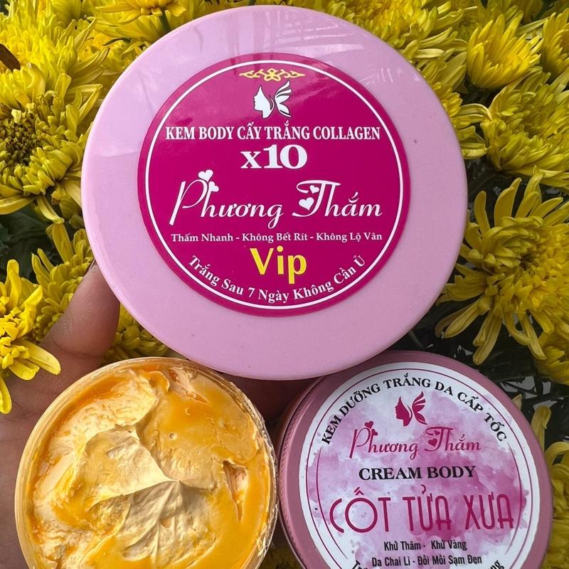 {combo ngày + đêm 2 hủ } KEM BODY CẤY TRẮNG COLLAGEN X 10 500gm + 170g BODY CỐT TỬA XƯA { dành da ngâm đen lờn kem }