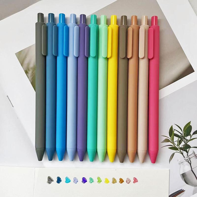 Pastel Colored Ink Gel Pen Set, 12pcs/set Retractable Rubber - TikTok Shop