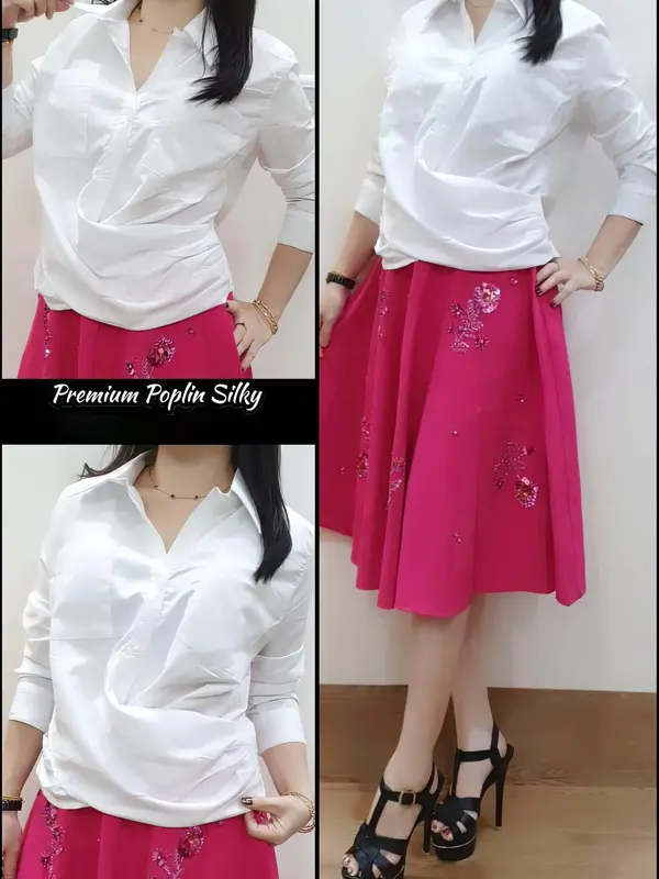 Blouse Crop Top - Kemeja Wanita Lengan Panjang Putih - baju putih wanita - atasan putih wanita 0