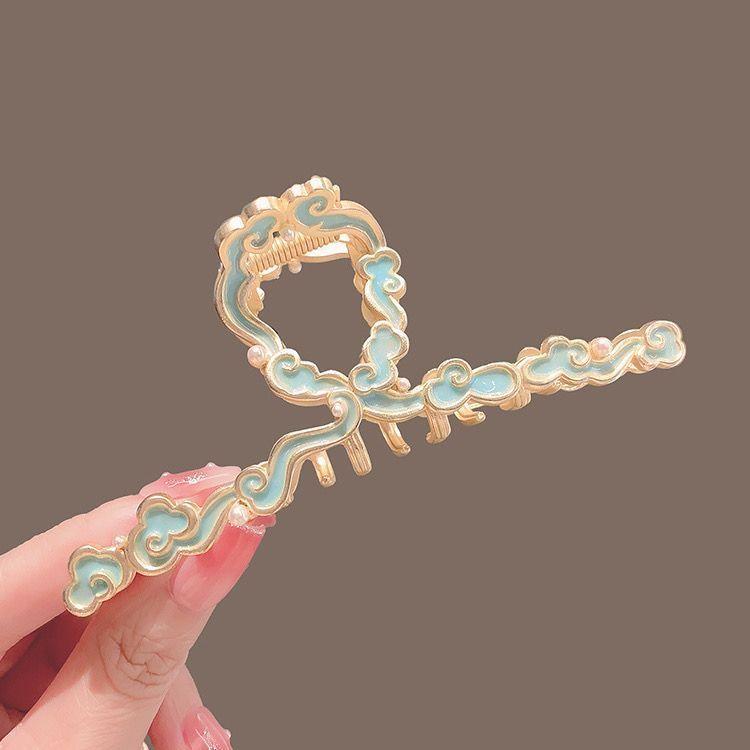 Product Introduction of Kẹp Tóc Càng Cua, Cỡ Lớn, Họa Tiết Đám Mây Xanh Phong Cách Cổ Trang, Kẹp Phụ Kiện Tóc Nữ Phong Cách Trung Quốc Mới, Sườn Xám, Kẹp Tóc Càng Cua Sau Đầu, Kẹp Cá Mập Lớn 6
