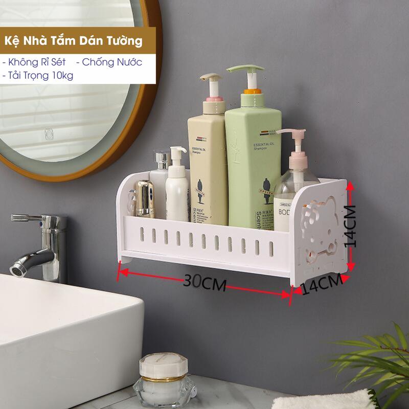 Kệ Dán Tường Hình Chữ Nhật Bằng Tấm PVC Chống Rỉ Sét. Giỏ Đựng Đồ Đa Năng Gắn Tường Cao Cấp Kèm Miếng Dán Chắc Chắn. Kệ Dán Tường Nhà Tắm Nhà Bếp Kitchen