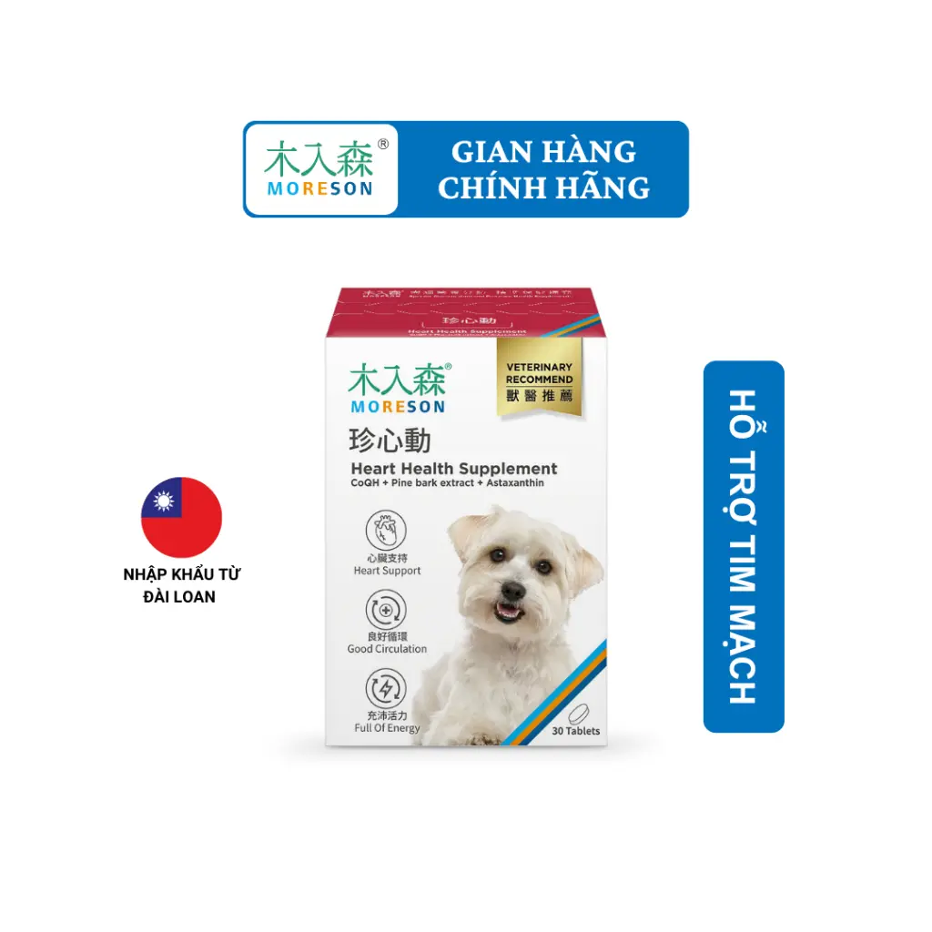 Hỗ Trợ Tim Mạch Dành Cho Chó (30 viên) MORESON | Bổ sung dinh dưỡng hỗ trợ sức khoẻ tim mạch cho Chó