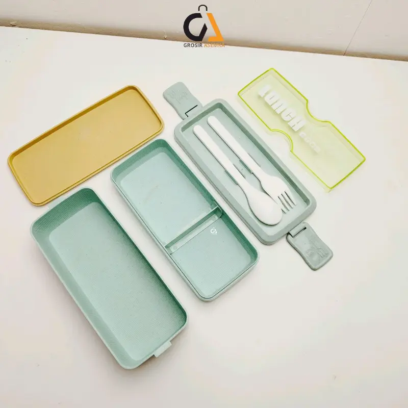 Lunchbox Sekat 2 Susun & 3 Susun - Serat Jerami Gandum - 750 ML - Bento - Kitchenware Kotak Makan 4