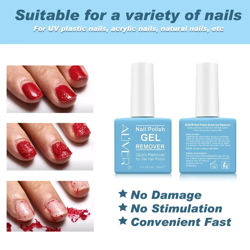 Nail Polish Remover, 3 Counts/set Nail Polish Remover Gel, Nail Care Product for UV Plastic Nails, Acrylic Nails, Natural Nails 5