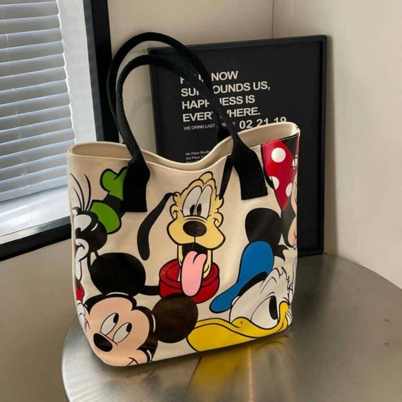 Túi Vải Mickey, Sức Chứa Lớn, Thiết Kế Mới Của Chó Hoạt Hình Dễ Thương, Túi Tote Đeo Một Bên Vai, Thích Hợp Sử Dụng Hàng Ngày 6