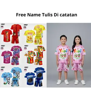Setelan Anak Jersey Unisex Oversize Kemasan Snack Unik  yupi pink Terbaru (Bisa Castom Nama) Oneset Free Name