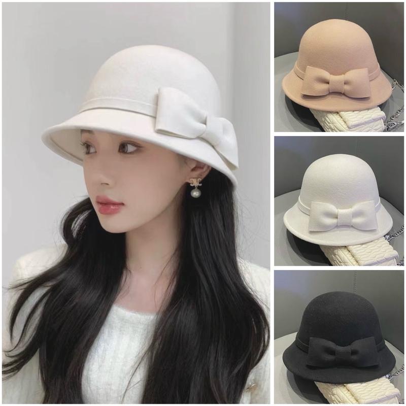 Mũ dạ ép nơ to loại đẹp có dây chỉnh vòng đầu xinh xắn SH113 Nam Hat