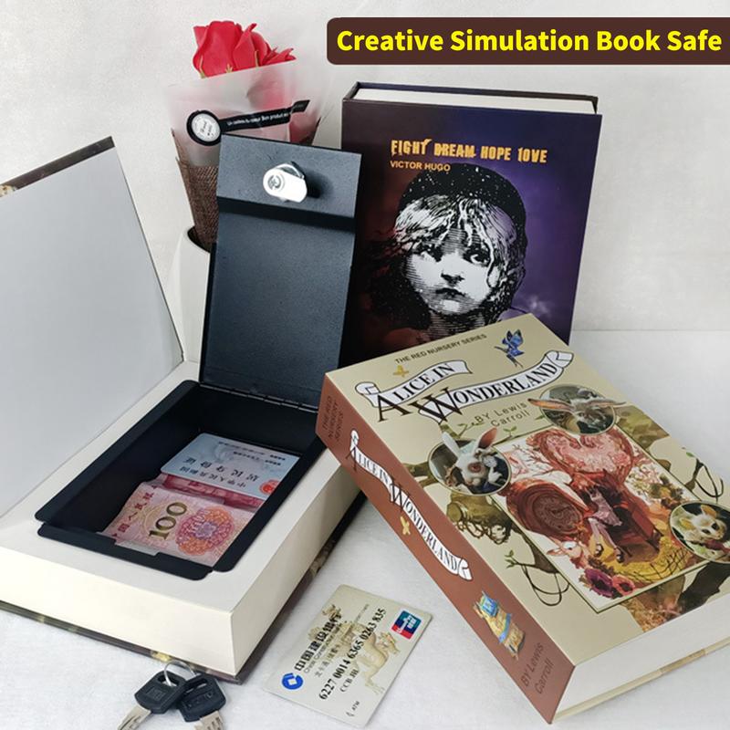 Coin Bank Safe Real Page Simulation Book Ornament Creative Key/Password ...