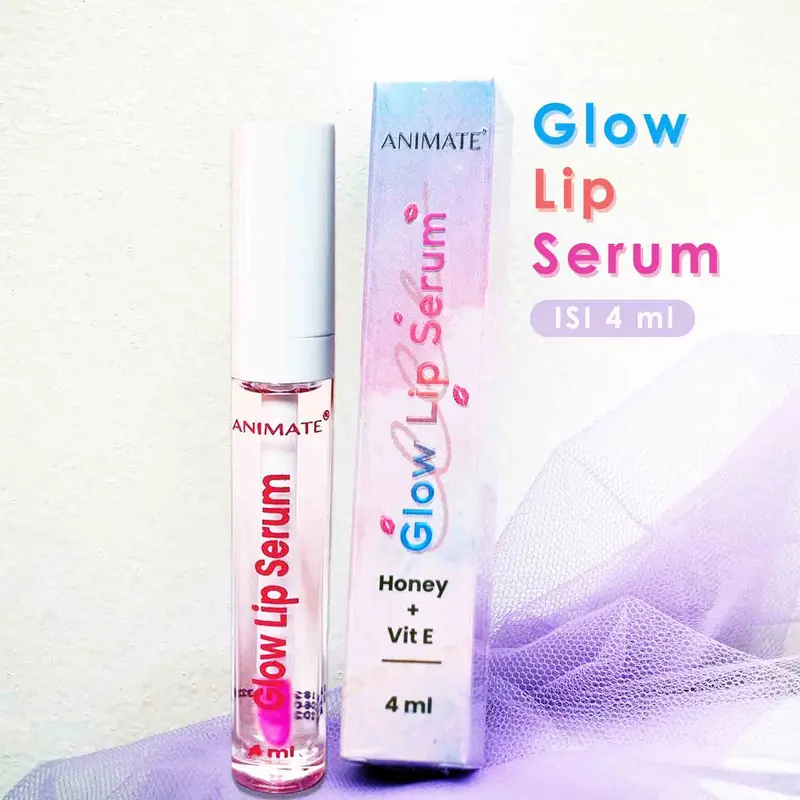 Animate Glow Lip Serum Honey + Vit E Pelembab Bibir Vitamin Bibir Pink 1