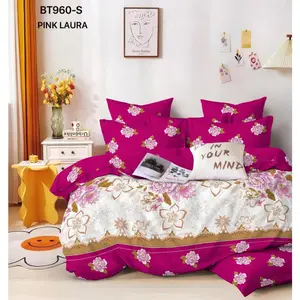 BEDCOVER SET MICROTEX DISPERSE MOTIF PINK LAURA