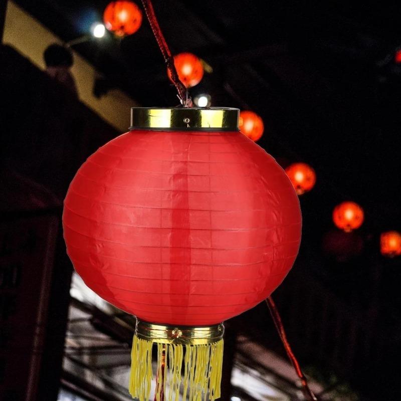 8/10/12 Inches Chinese New Year Round Folding Lanterns DIY Portable Red Lantern Hanging Ornaments Spring Festival Decoration 5
