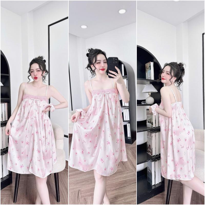 Product Introduction of Đầm ngủ 2dây bigsize phối ren in hình dễ thương chất liệu lụa latin cao cấp thoáng mát. 7