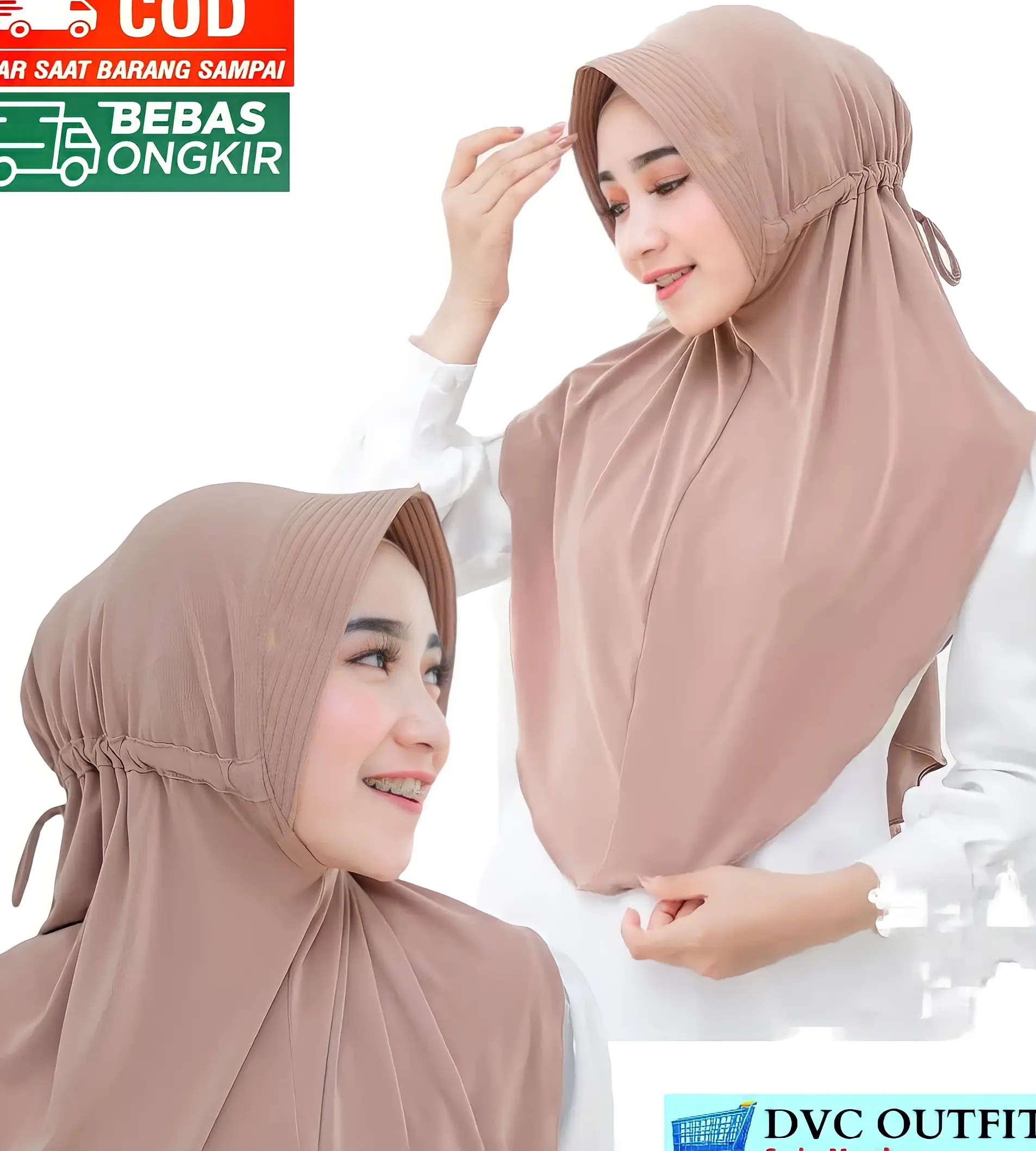 Jilbab Instan Serut Polos Jokowi Jersey - Kerudung Wanita Dewasa Lembut Nyaman