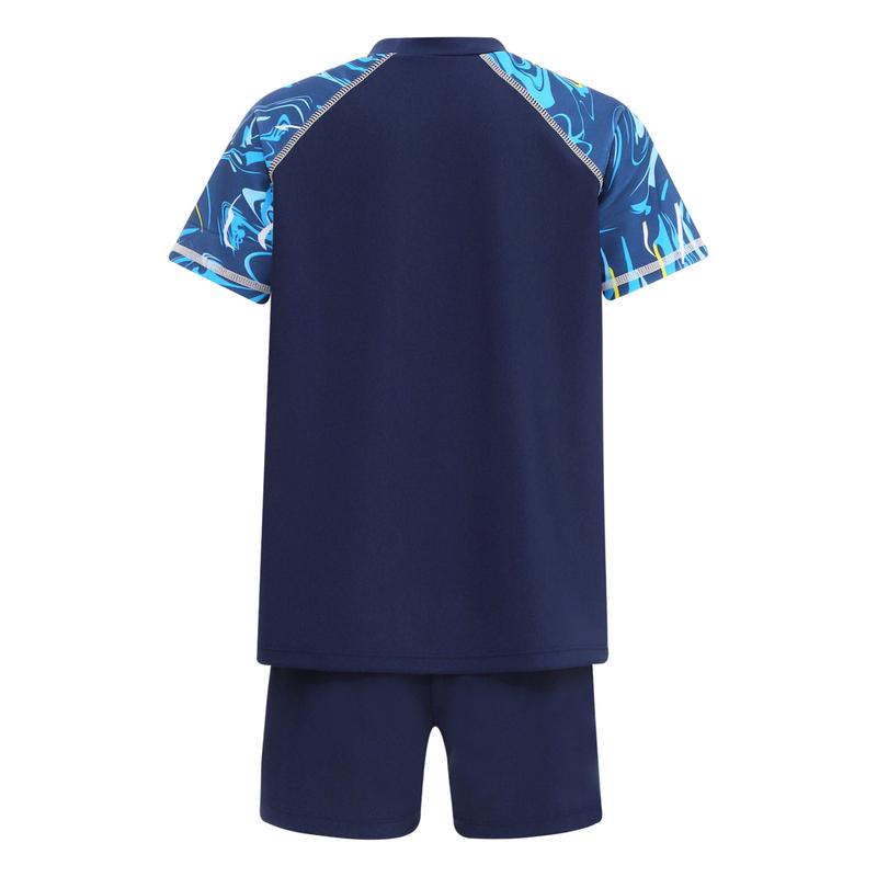 Sholeno Kids Boys 2 Piece Swimsuit Short Sleeve Rash Guard Shirt with Shorts Bathing Set UPF 50+ Swimwear 1