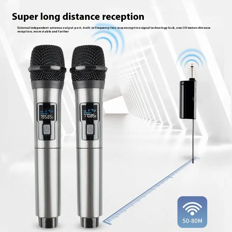 Wireless Karaoke Mic Mixer with Sound Amplifier for Live Performances Audio Smartphone Wireless Microphone for Phone Vlogging