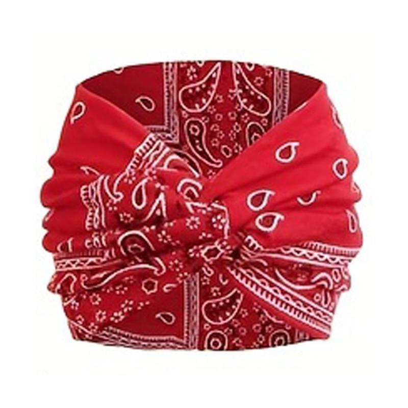 Product Introduction of Boho Women Floral Print Outdoor Headband Sports Elastic Wide Criss Cross  Running Adjustable Headbands Yoga Sweat Absorption Head Band Bandeau Sport Hair Band Hair Accessories 7