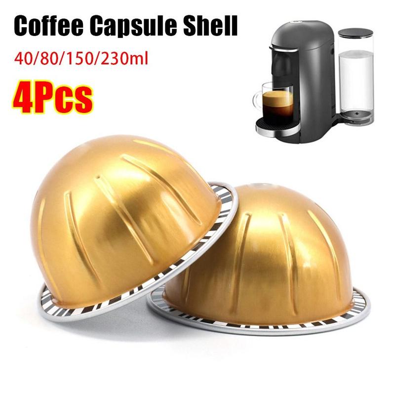 4 cái Mới Di động Vỏ cà phê viên nang Có thể đổ đầy lại 40/80/150/230ml Cốc…