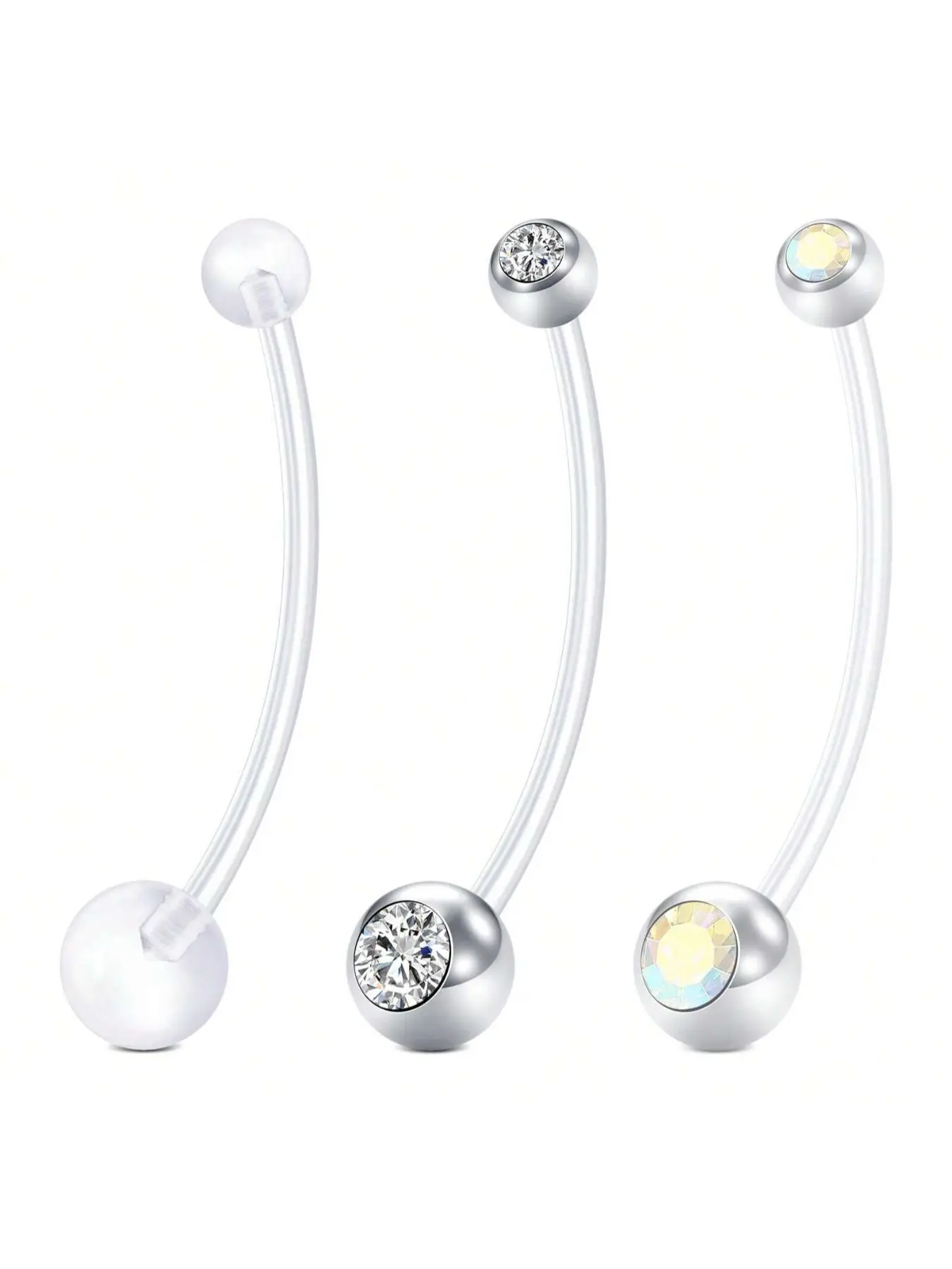 Women's Elegant Rhinestone Decor Belly Rings, 3pcs/set Minimalist Trendy Belly Piercing Jewelry, Hippie Body Jewelry for Party Decor
