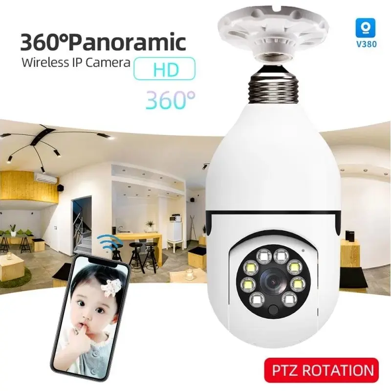 CCTV Lampu V380 1080p Smart WiFi HD Infrared Night Vision Two-Way Talking Baby Monitor Pelacakan Otomatis Kamera CCTV  Derajat CCTV Murah Lampu Bohlam IP Camera CCTV Wireless Panoramic 1080P WiFi Lampu CCTV 360 Derajat 0