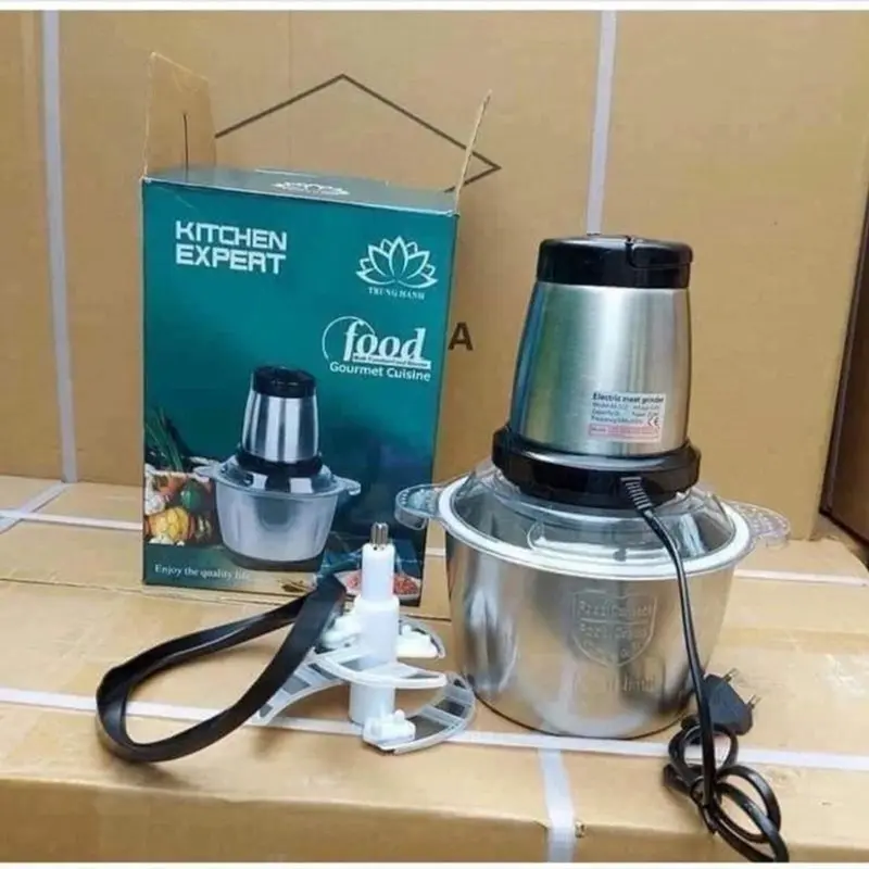 máy Xay Đa Năng Kitchen Expert cối inox 304 2L Công suất 250w, 4 Lưỡi dao xay thịt Xay Cá, Rau Củ, Xay Sinh tố. 1