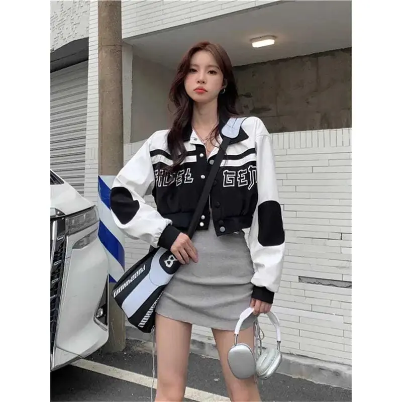 JAKET CROP WANITA | Y2K CROOPE JACKET VARSITY KOREAN 3