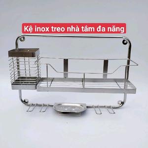 Kệ inox treo nhà tắm đa năng inox 201 siêu bền, chống rỉ 1 tầng.