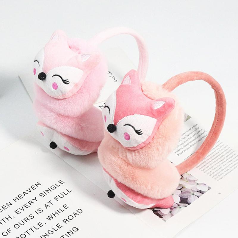 Product Introduction of Lovely Ear muffs  Fashionable Insulated Adjustable size Cute cartoon fox shape Soft plush Autumn winter warm Plush earmuff for Outdoor activities 4