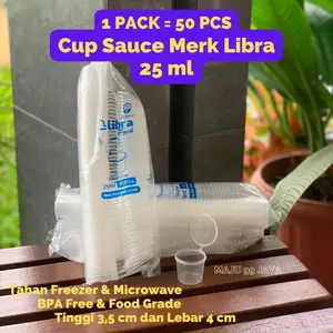 (50PCS) Sauce Cup Plastik 25ML Libra | Thinwall Tempat Saus Tomat Sambal Cup Pudding Klip Wadah Plastik Kontainer