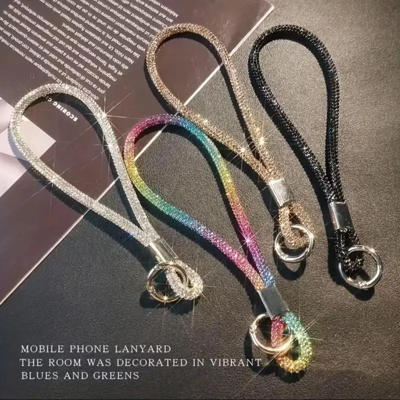 Rhinestone Decorated Phone Lanyard, Fashionable Phone Lanyards, Durable Short Phone Charm for Women, Phone Accessories for Daily Use 1