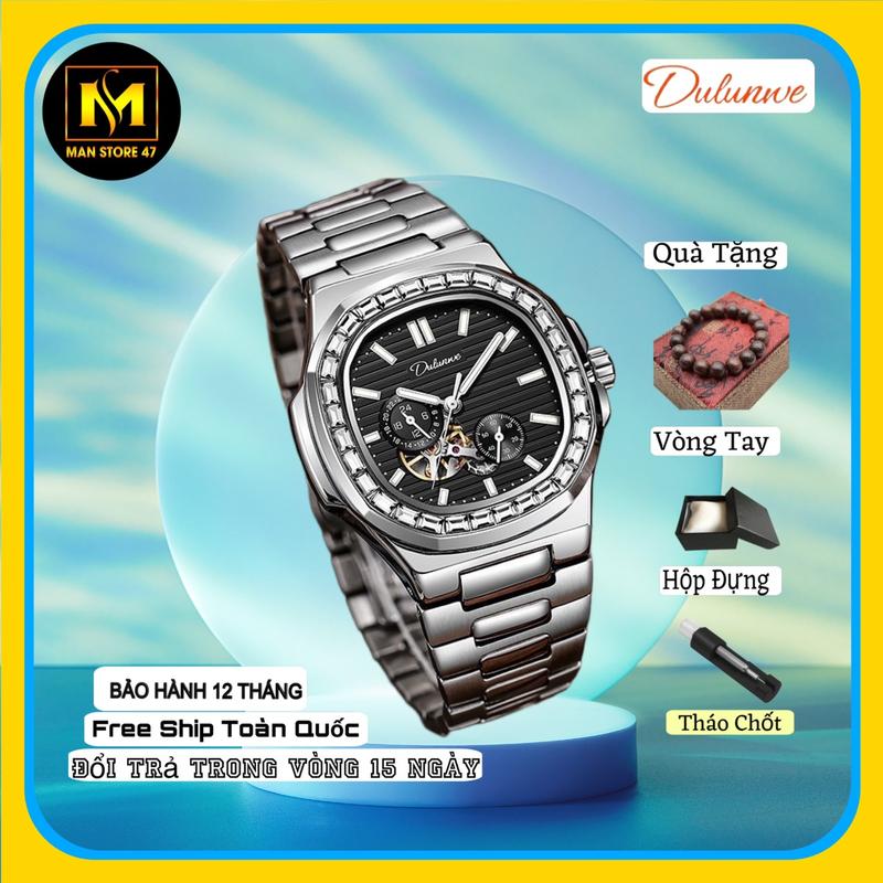 Đồng Hồ Cơ Nam Dulunwe Bản Tàu Ngầm Dây Thép Đinh Đá Sang Trọng Đẳng Cấp D6043