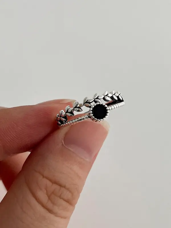 S925 Sterling Silver Fashionable Black Zirconia Decorated Ring, Fashion Jewelry for Party, Daily Clothing Decor, Trendy Exquisite Jewelry for Birthday Gift Silver Jewelry 5