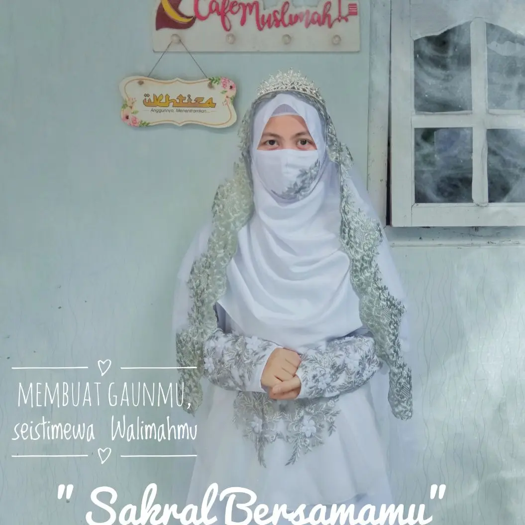 Gaun akad syari putih bisa request ukuran lengkap dengan aksesorisnya Nyaman Wanita Muslim