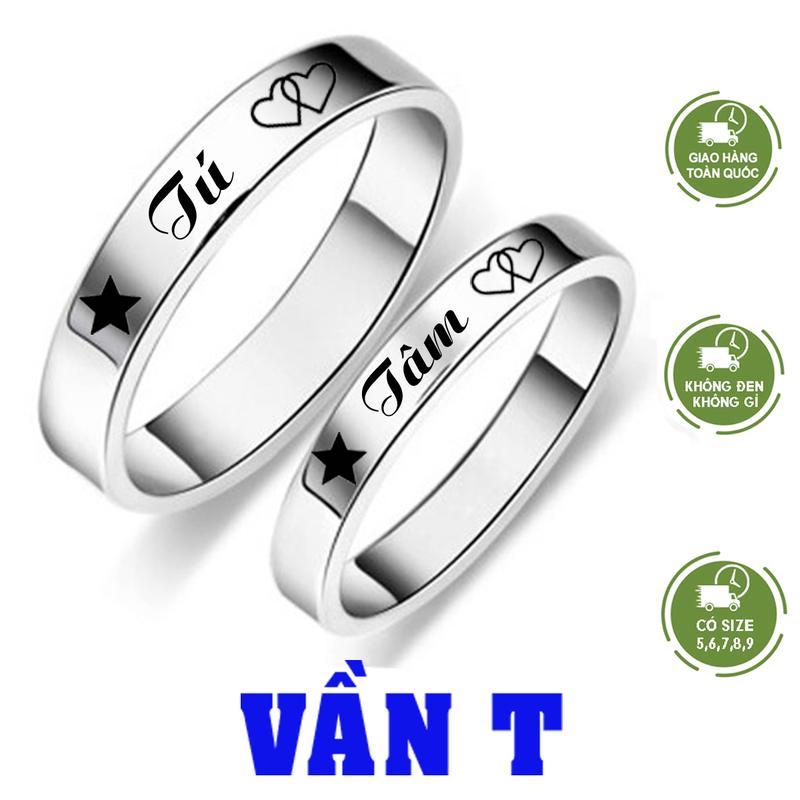 Vần T khắc tên trên nhẫn Titan cặp đôi tình yêu làm kỹ niệm nhankhac