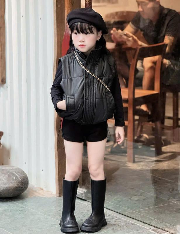 [Lumy]  Áo khoác phao ghi lê có trần bông cho bé Gái đủ size 8-35kg (áo khoác phao)