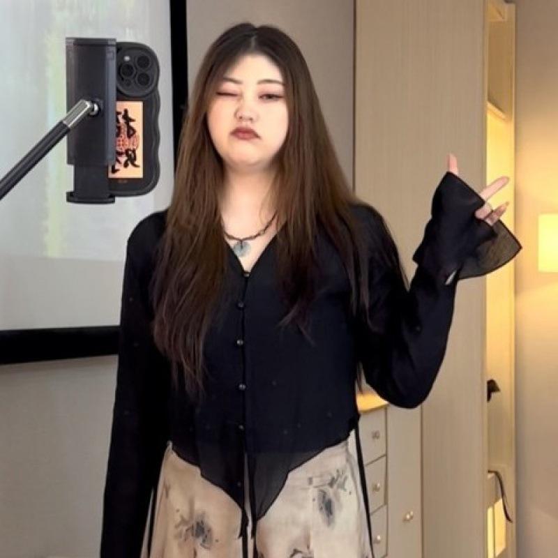 plus Size Women's Clothing Fat Mm2023 New High-Grade Chinese Wear Anti-Wrinkle Top + Loose Slimming Printed Culottes 5