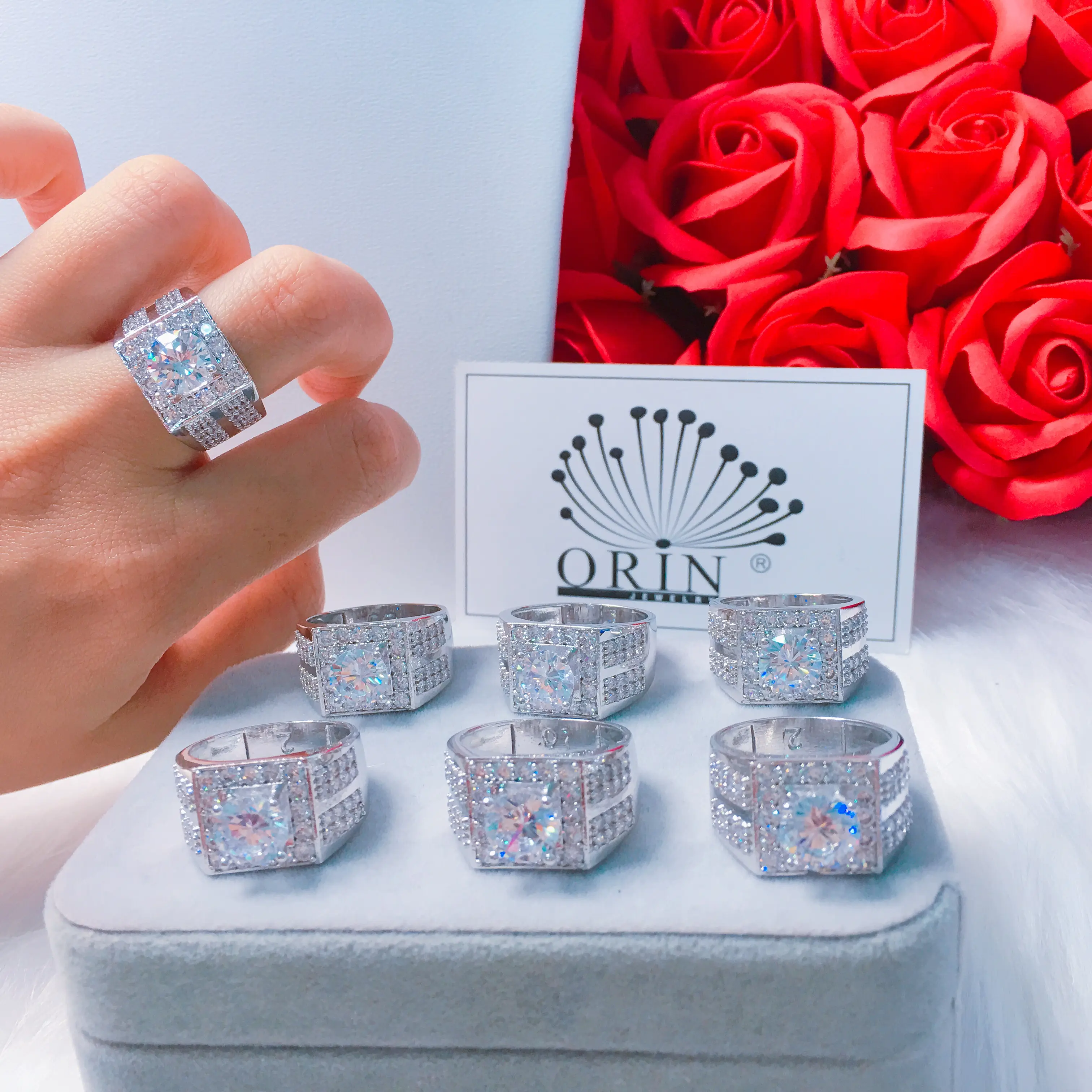 Nhẫn nam đính đá trắng thiết kế cao cấp Orin NA80