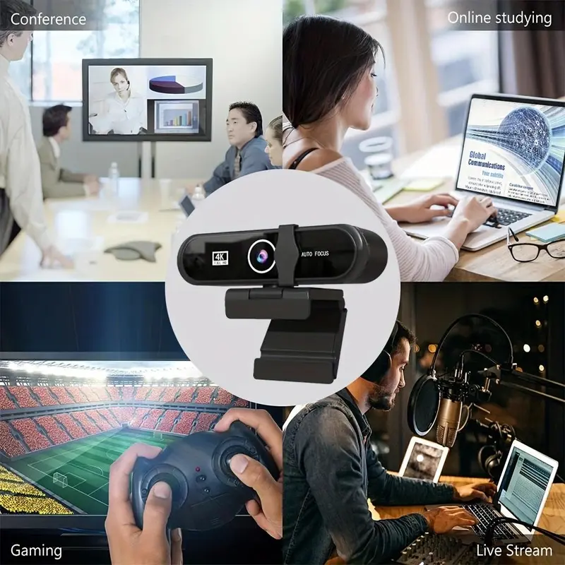 2K 4K UHD Auto Focus Computer Webcam, USB Plug & Play Webcam with Microphone & Privacy Slide Cover, 360° Rotatable Camera for PC Laptop, Home Office 8