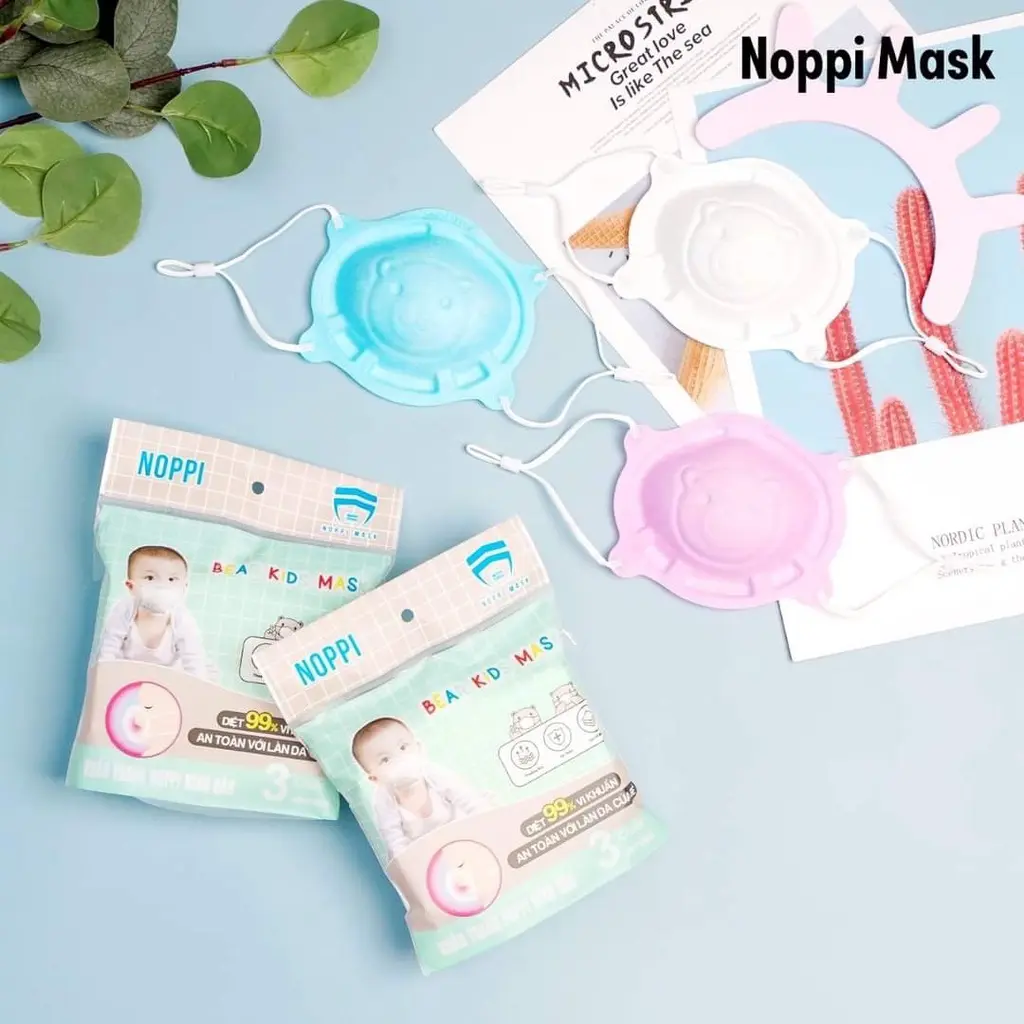 Set 3 Cái Khẩu Trang Gấu 3D Cho Bé Sơ Sinh Noppi