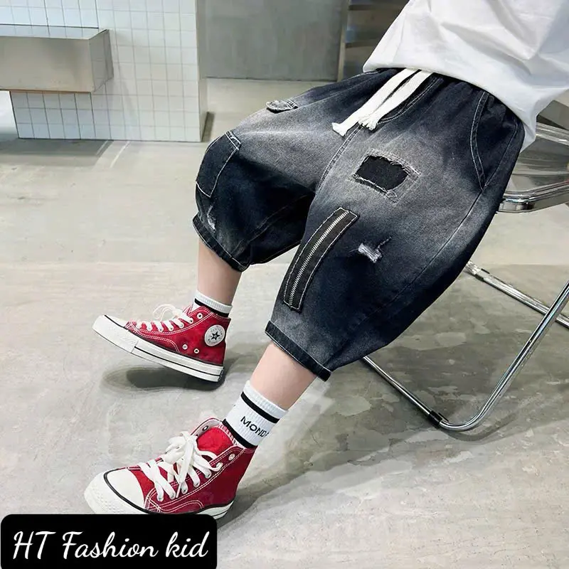 Quần Jean Ngố Phối Khoá Cool Ngầu Cực Chất Cho Bé Trai 20-50kg 2