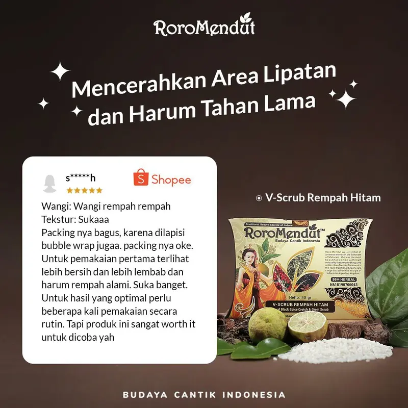 RORO MENDUT V Scrub Roro Mendut Lulur Pemutih Slengki | Herbal Jamu Pasutri Kewanitaan Halal BPOM Organik Pemutihan Hitam Selangkangan Perawatan 2